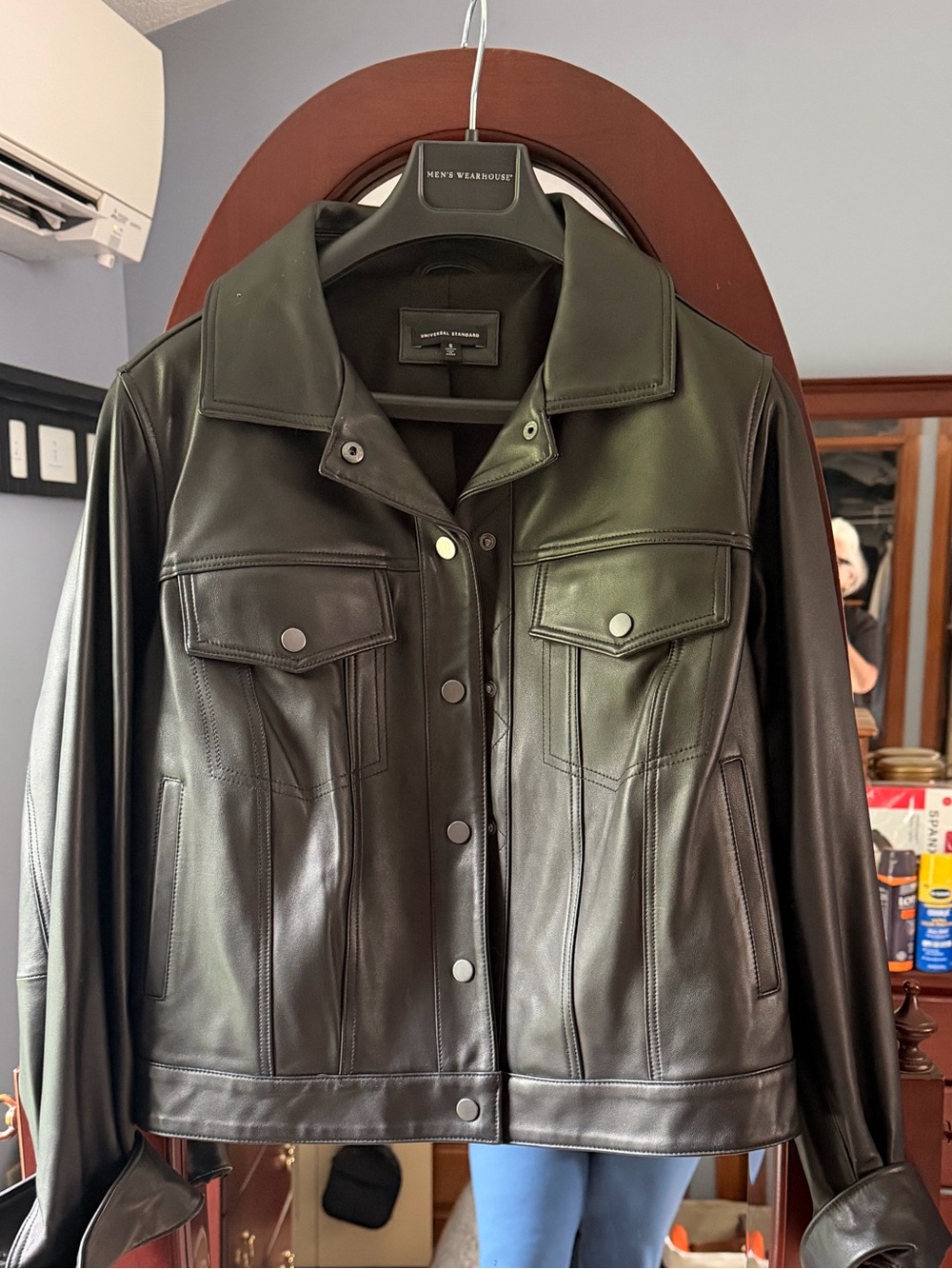 Universal Standard Black Leather Snap-Front Jacket